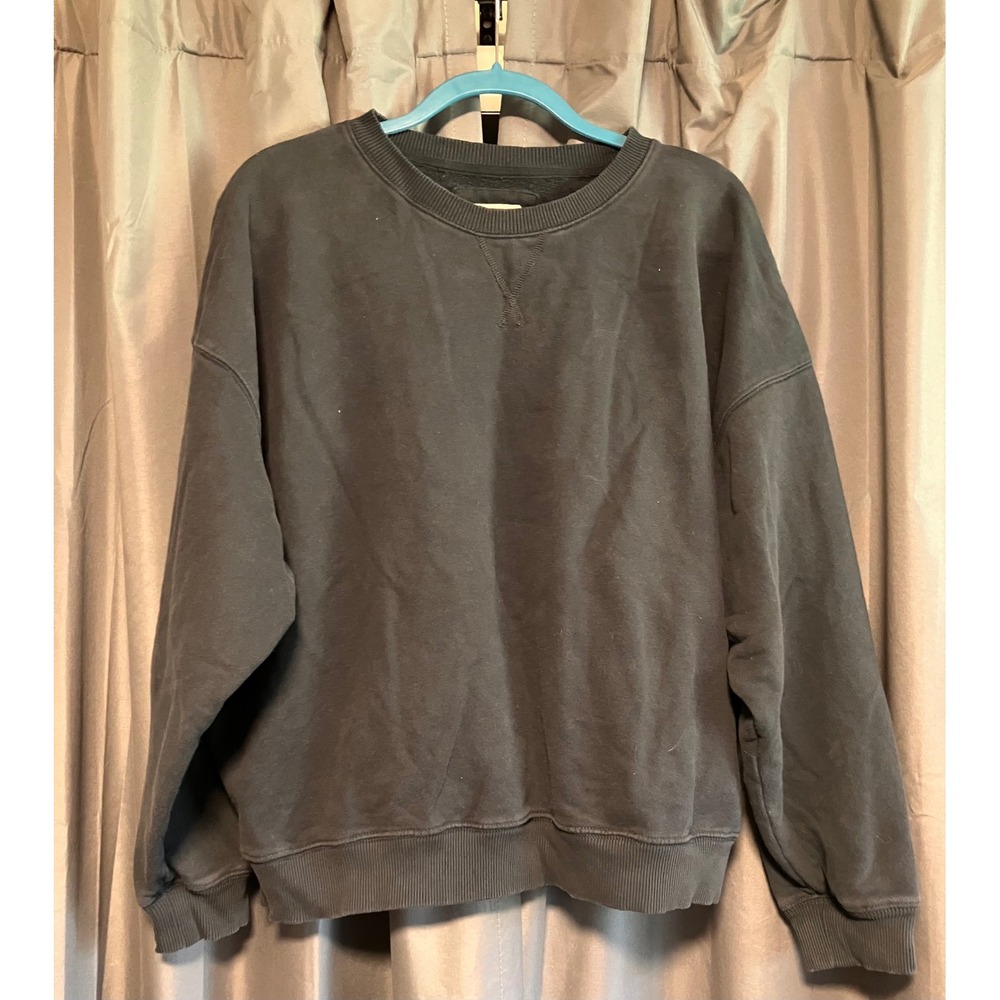 American Eagle Sweatshirt Large Dark Gray Seriously Lived-In Relaxed Fit